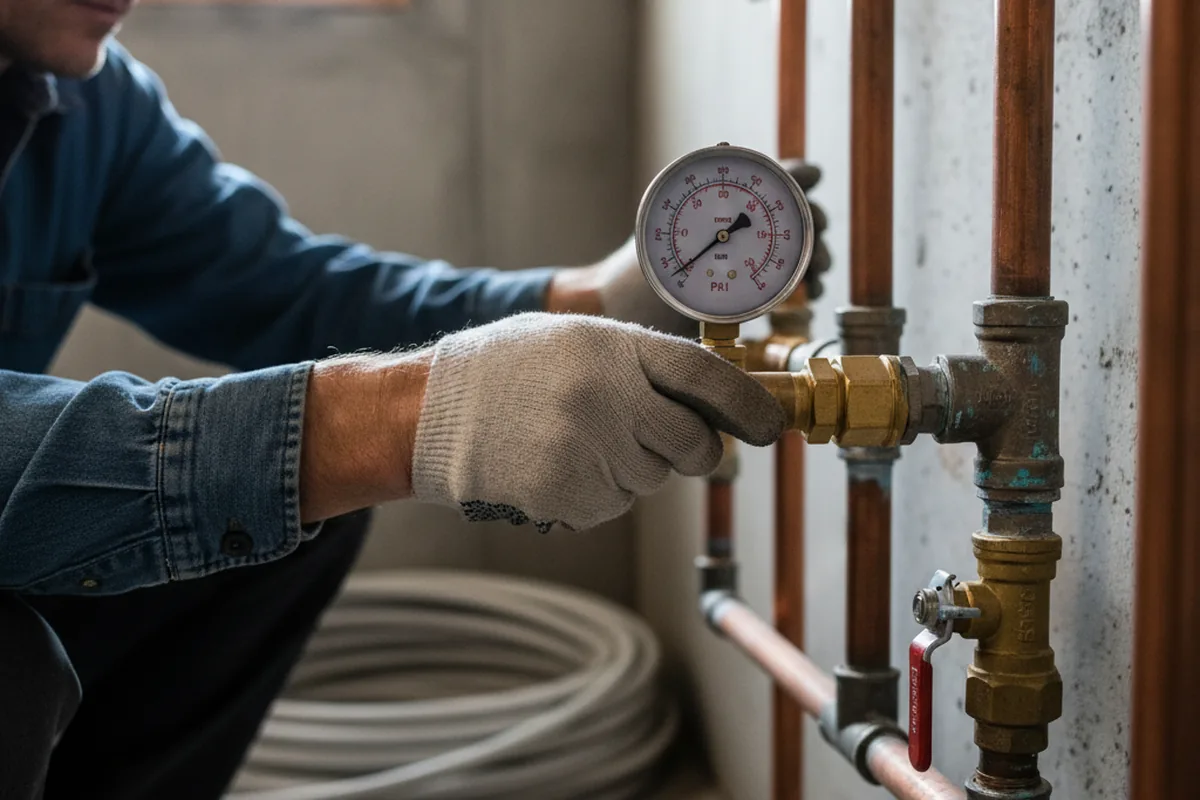 Pressure testing a repaired line during Water Line Repair in Susan